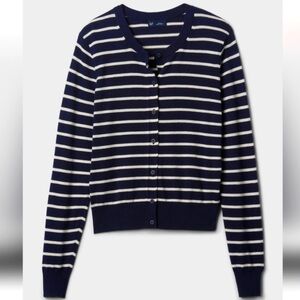 GAP Navy and Cream Striped Cardigan